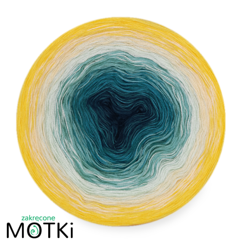 (6) Włóczka Ombre bawełna/akryl B353: petrol/ jasny petrol/ patyna/ jasna pistacja/ jasny żółty/ słoneczny żółty