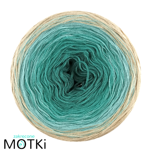 (4) Włóczka Ombre bawełna/akryl B221: ciemny szmaragd/ morski/ patyna/ ciepły beż