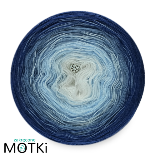 (4) Włóczka Ombre bawełna/akryl B2: biały/ jasny niebieski/ niebieski/ ciemny niebieski