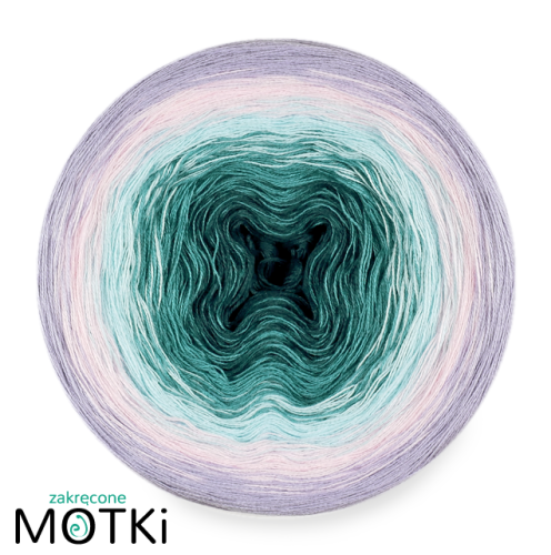 (5) Włóczka Ombre bawełna/akryl B534a: petrol/ jasny petrol/ jasny błękit/ pastelowy róż/ krokus