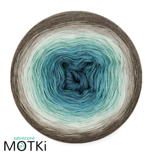 (6)  Włóczka Ombre bawełna/akryl B719a: petrol/ jasny petrol/ patyna/ jasna pistacja/ zimny beż/ zimny brąz melanż