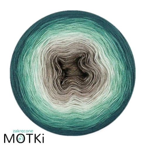(6)  Włóczka Ombre bawełna/akryl B719: zimny brąz melanż/ zimny beż/ jasna pistacja/ patyna/ jasny petrol/ petrol