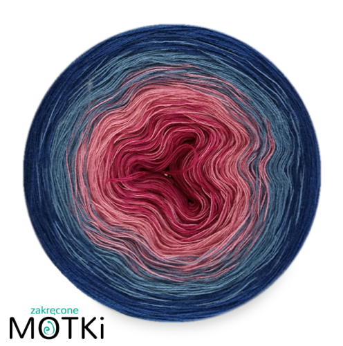 (4) Włóczka Ombre bawełna/akryl B90: fuksja/ róż/ niebieski/ ciemny niebieski