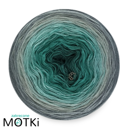 (5) Włóczka Ombre bawełna/akryl B212: ciemny szmaragd/ morski/ patyna/ jasny szary/ szary