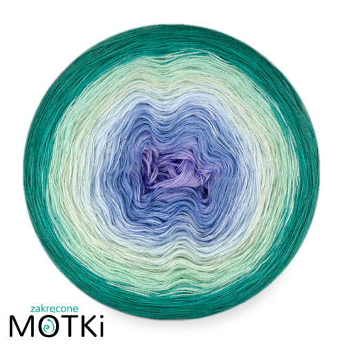 (7) Włóczka Ombre bawełna/akryl B825a: krokus/ błękit/ jasny niebieski/ jasna pistacja/ pistacja/ opal/ morski