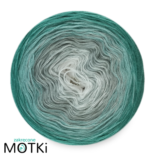 (4) Włóczka Ombre bawełna/akryl B211: biały/ jasny szary/ patyna/ morski