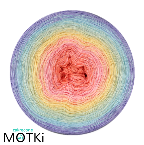 (6) Włóczka Ombre bawełna/akryl COCO: łososiowy róż/ jasny róż/ jasny żółty/ jasna pistacja/ jasny błękit/ krokus