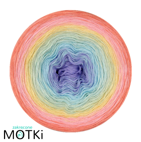 (6)Włóczka Ombre bawełna/akryl COCO: krokus/ jasny błękit/ jasna pistacja/ jasny żółty/ jasny róż/ łososiowy róż