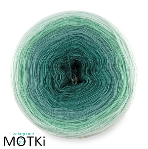 (5) Włóczka Ombre b/a B203: ciemny szmaragd/ morski/ patyna/ pistacja/ biały