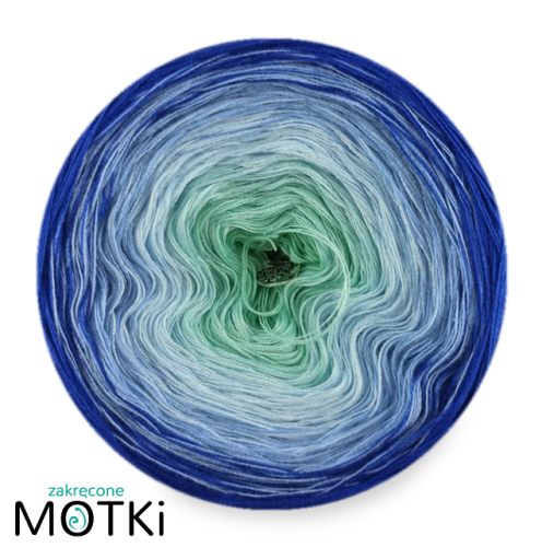 (4) Włóczka Ombre bawełna/akryl B227: pistacja/ jasny niebieski/ błękit/ szafir