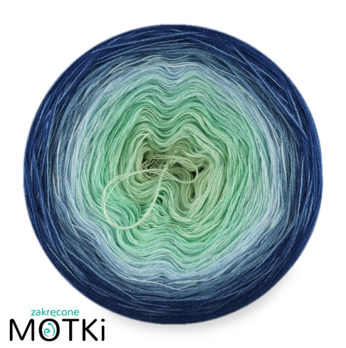 (5) Włóczka Ombre bawełna/akryl B226: jasna pistacja/ pistacja/ jasny niebieski/ niebieski/ ciemny niebieski