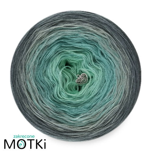 (4) Włóczka Ombre bawełna/akryl B223: pistacja/ patyna/ jasny szary/ szary