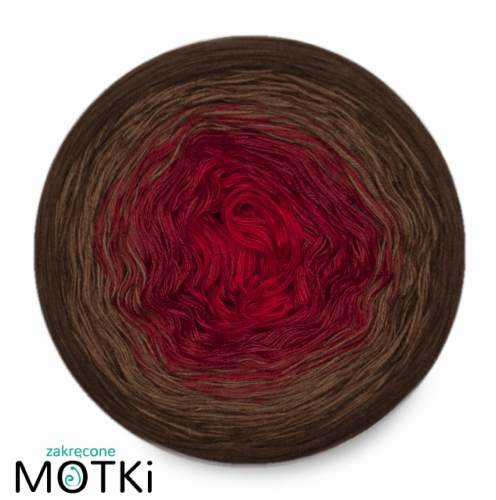 (4) Włóczka Ombre bawełna/akryl B119: czerwony/ burgund/ orzech/ brąz