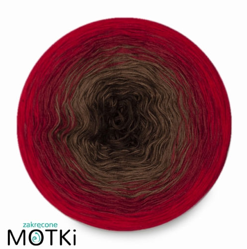 (4)  Włóczka Ombre bawełna/akryl B119a: brąz/ orzech/ burgund/ czerwony