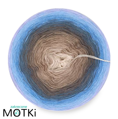 (8) Motek Ombre bawełna/akryl 8k19a: pudrowy beż/ ciemny beż/ beżowo-szary/ szaro-brązowy/ stalowy/ jeans/ błękit/ krokus