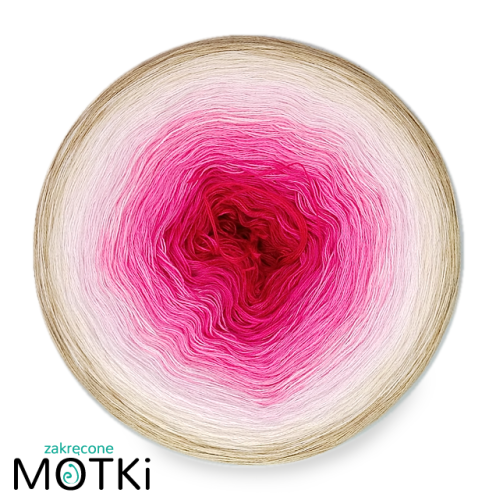 (8) Motek Ombre bawełna/akryl OK10: piwonia/ jasna fuksja/ magneta/ landrynkowa/ pastelowy róż/ pudrowy róż/ pudrowy beż/ ciepły beż