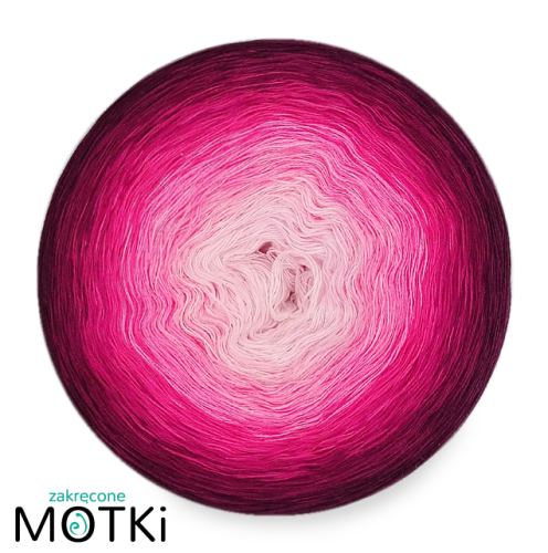 (8) Motek Ombre bawełna/akryl Motek, który się zawstydził : pudrowy róż/ pastelowy róż/ landrynkowy/ magneta/ jasna fuksja/ fuksja/ jeżyna/ ciemna jeżyna