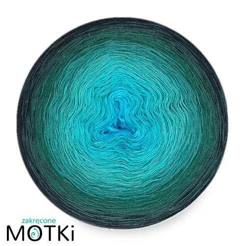 (8) Motek Ombre bawełna/akryl Motek późnej nocy: turkus/ grynszpan/ opal/ morski/ ciemny szmaragd/ butelkowa/ ciemna butelkowa/ czarny