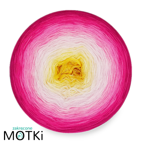 (8) Motek Ombre bawełna/akryl Chyba się zarumieniłam : intensywny żółty/ jasny żółty/ pudrowy róż/ pastelowy róż/ landrynkowy/ magneta/ jasna fuksja/ fuksja