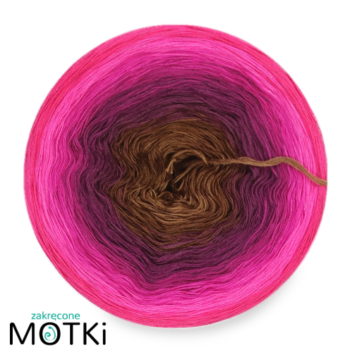 (8) Włóczka Ombre bawełna/akryl Szalona impreza: orzech/ brąz/ wino/ ciemna jeżyna/ jeżyna/ fuksja/ jasna fuksja/ piwonia