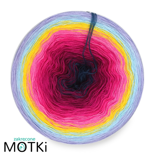 (8) Włóczka Ombre bawełna/akryl Lato w mieście: petrol/ jeżyna/ fuksja/ jasna fuksja/ magneta/ słoneczny żółty/ jasny błękit/ krokus