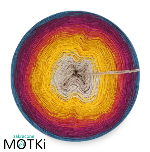 Włóczka Ombre bawełna/akryl Piknik w parku: zimny bez/ chłodny beż/ kurkuma/ curry/ cegła/ jeżyna/ ciemna jeżyna/ petrol