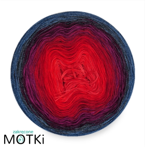 (8) Motek Ombre bawełna/akryl Morskie Korale: koral/ intensywna czerwień/ czerwień/ burgund/ jeżyna/ ciemna jeżyna/ ciemny denim/ indygo