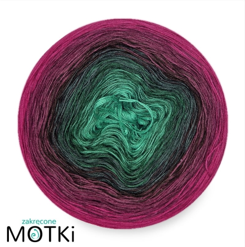 (8) Motek Ombre bawełna/akryl Bukiet Piwonii: morski/ ciemny szmaragd/ butelkowa zieleń/ ciemna butelkowa zieleń/ czekolada/ wino/ ciemna jeżyna/ jeżyna