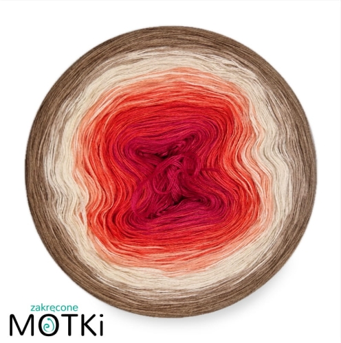 (8) Włóczka Ombre bawełna/akryl Kwiat wiśni: piwonia/ koral/ jasny koral/ łososiowy/ krem/ pudrowy beż/ ciemny beż/ beżowo-szary