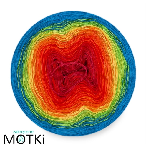 (8) Motek Ombre bawełna/akryl Imprezowy Świetlik: piwonia/ intensywna czerwień/ pomarańcz/ mango/ słoneczny żółty/ zielone jabłuszko/ jasny lazur/ lazur