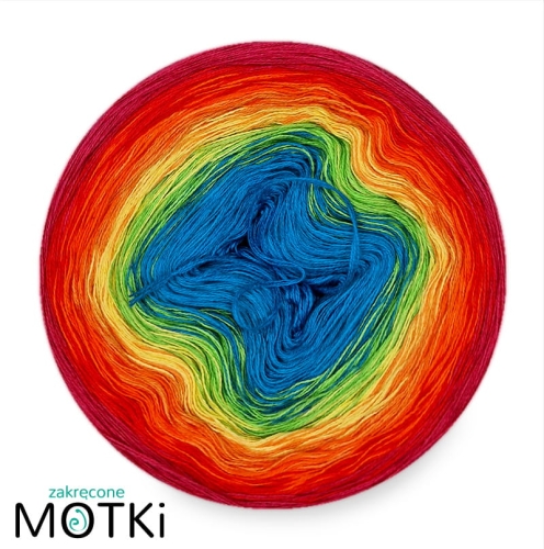 (8) Motek Ombre bawełna/akryl Imprezowy Świetlik: lazur/ jasny lazur/ zielone jabłuszko/ słoneczny żółty/ mango/ pomarańcz/ intensywna czerwień/ piwonia