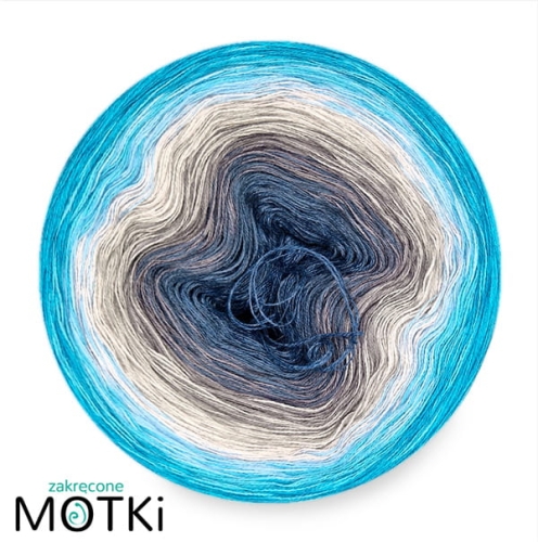 (8) Włóczka Ombre bawełna/akryl Morski sztorm: indygo/ denim/ szary/ jasny szary/ popiel/ baby blue/ cyjan/ jasny lazur