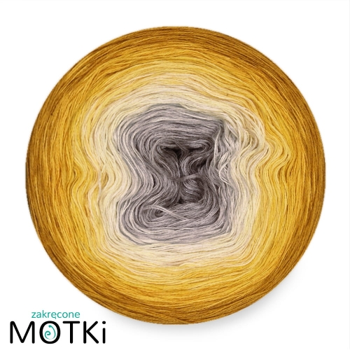 (8) Motek Ombre bawełna/akryl Słoneczne Safari: zimny beż/ chłodny beż/ pudrowy beż/ jasny żółty/ intensywny żółty/ żółty/ kurkuma/ curry