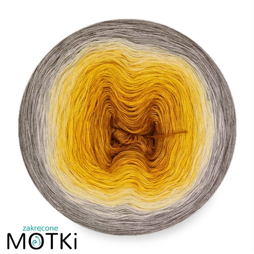 (8) Motek Ombre bawełna/akryl Słoneczne Safari: curry/ kurkuma/ żółty/ intensywny żółty/ jasny żółty/ pudrowy beż/ chłodny beż/ zimny beż