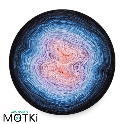 (8) Motek Ombre bawełna/akryl Tajemnicze Kwiaty: jasny róż/ jasny fiolet/ krokus/ błękit/ atrament/ ciemny niebieski/ granat/ czarny