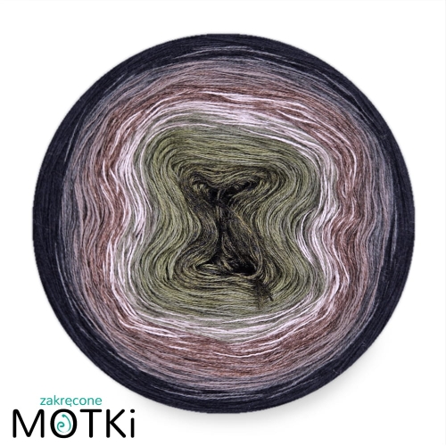 (8) Motek Ombre bawełna/akryl Leśna Otchłań: wojskowa zieleń/ jasna wojskowa zieleń/ khaki/ zimny beż/ zimny brąz/ szaro-brązowy/ ciemny szary/ czarny