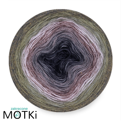 (8) Motek Ombre bawełna/akryl Leśna Otchłań: czarny/ ciemny szary/ szaro-brązowy/ zimny brąz/ zimny beż/ khaki/ jasna wojskowa zieleń/ wojskowa zieleń