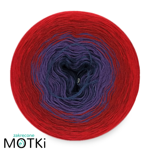 (4) Włóczka Ombre bawełna/akryl B130: granat/ fiolet/ burgund/ czerwień