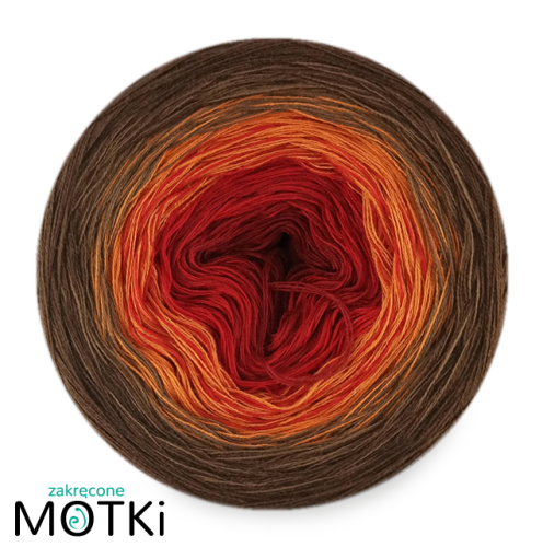 (5) Włóczka Ombre bawełna/akryl B115: burgund/ czerwień/ koniak/ orzech/ brąz