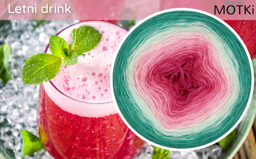 (8) Motek Ombre bawełna/akryl Letni drink: fuksja/ jasna fuksja/ magneta/ landrynka/ jasna pistacja/ pistacja/ opal/ morski