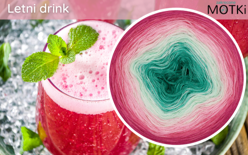 (8) Motek Ombre bawełna/akryl Letni drink: morski/ opal/ pistacja/ jasna pistacja/ landrynka/ magneta/ jasna fuksja/ fuksja