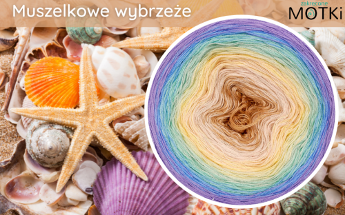 (7) Motek Ombre bawełna/akryl Muszelkowe wybrzeże: ciepły beż/ pudrowy beż/ jasny żółty/ jasna pistacja/ pistacja/ baby blue/ krokus