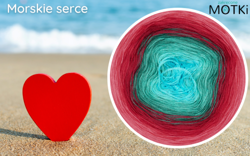 (8) Motek Ombre bawełna/akryl Serce oceanu: turkus/ opal/ morski/ ciemny szmaragd/ burgund/ czerwień/ intensywna czerwień/ koral