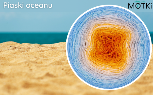 (8) Motek Ombre bawełna/akryl Piaski oceanu: kurkuma / żółty/ intensywny żółty/ krem/ popielaty/ jasny niebieski/ jasny błękit/ baby blue