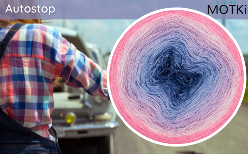 (8) Motek Ombre bawełna/akryl Autostop: indygo/ jeans/ błękit/ krokus/ jasny fiolet/ pastelowy róż/ landrynka/ magneta