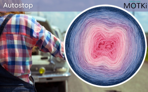 (8) Motek Ombre bawełna/akryl Autostop: magneta/ landrynka/ pastelowy róż/ jasny fiolet/ krokus/ błękit/ jeans/ indygo