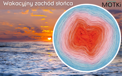 (8) Włóczka Ombre bawełna/akryl Wakacyjny zachód słońca: pomarańcz/ mango/ łososiowy róż/ jasny róż/ pastelowy róż/ jasny niebieski/ jasny błękit/ baby blue