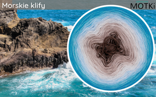 (8) Motek Ombre bawełna/akryl Morskie klify: zimny brąz/ zimny beż/ chłodny beż/ popielaty/ jasny niebieski/ baby blue/ cyjan/ jasny lazur