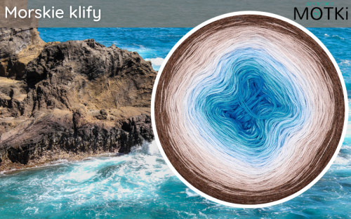 (8) Motek Ombre bawełna/akryl Morskie klify: jasny lazur/ cyjan/ baby blue/ jasny niebieski/ popielaty/ chłodny beż/ zimny beż/ zimny brąz