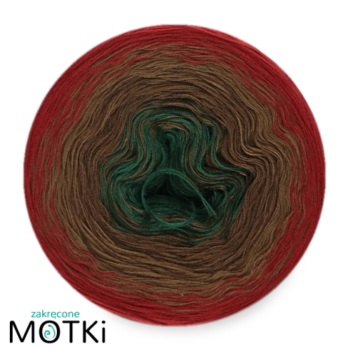(4) Włóczka Ombre bawełna/akryl B110: butelkowa zieleń/ brąz/ orzech/ burgund